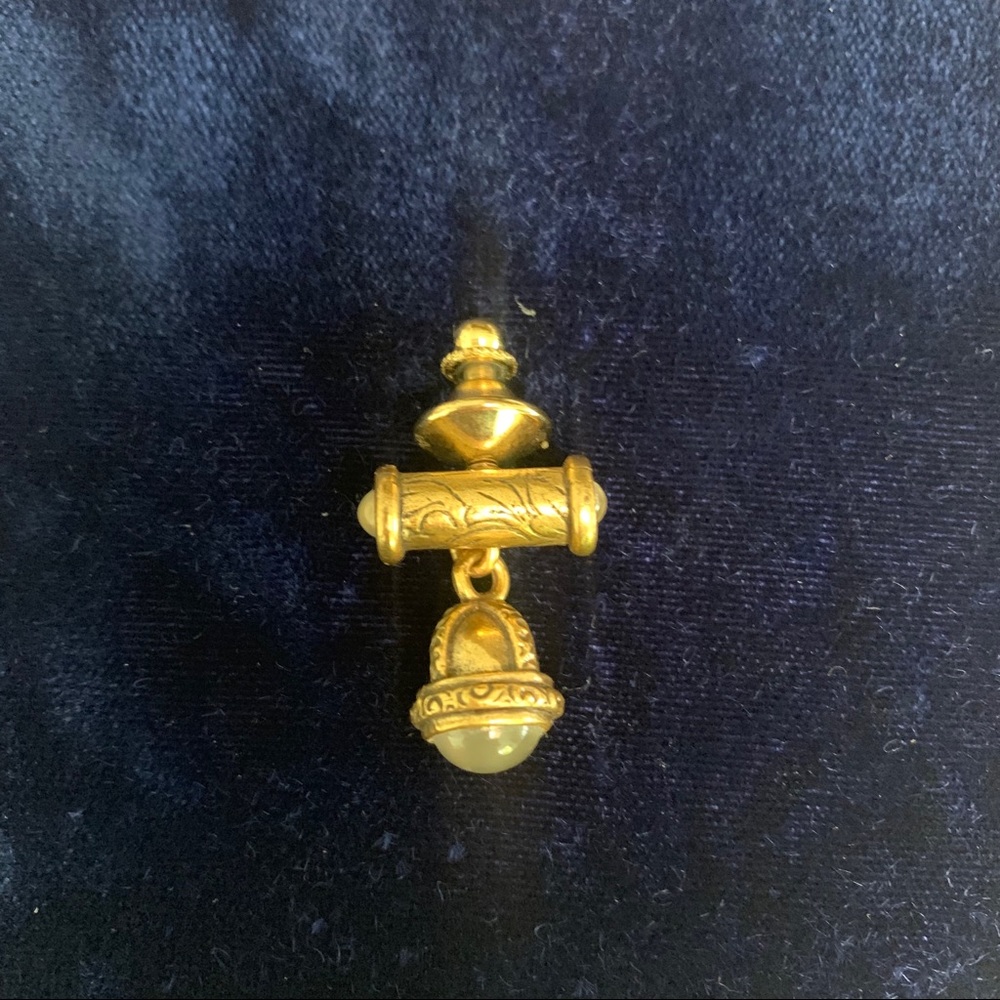 Patty Horn Antique Gold and Moonstone Lapel Pin